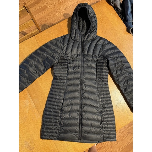Eddie Bauer Women's Down Puffer Jacket Long Size TM Medium Tall Black EUC - Picture 1 of 9
